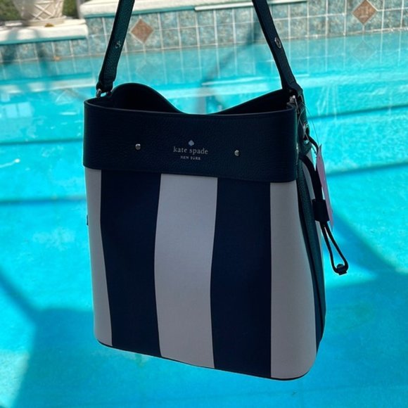 kate spade Handbags - Kate Spade Marti Large Bucket Bag Even Stripe Blazer Blue